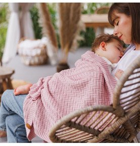 Megztas medvilninis pledas, 75x100, rožinis