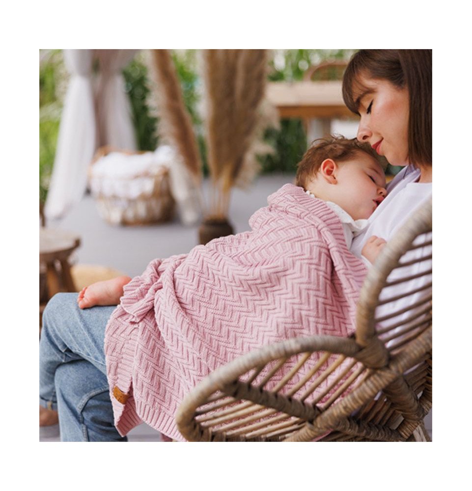 Megztas medvilninis pledas, 75x100, rožinis