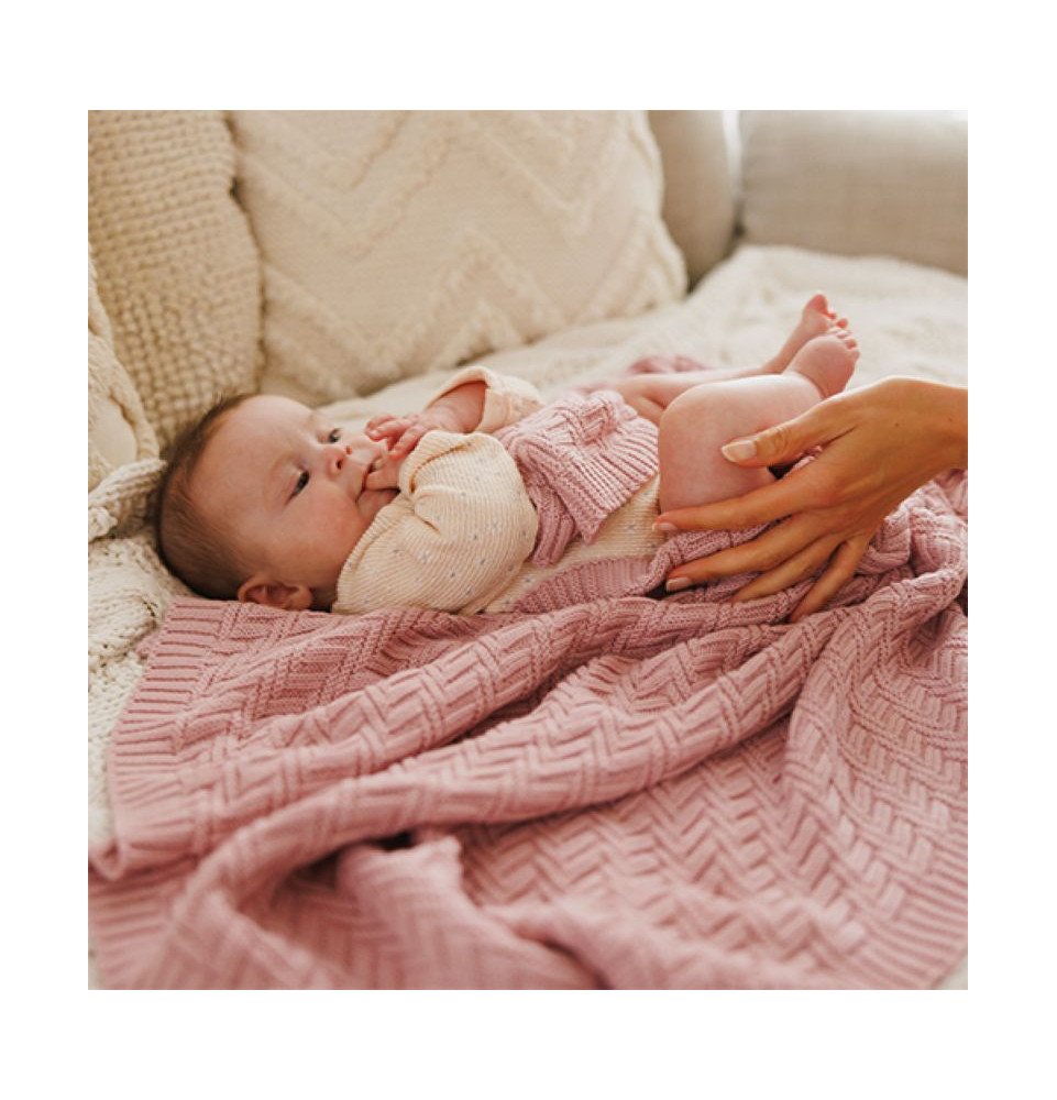 Megztas medvilninis pledas, 75x100, rožinis