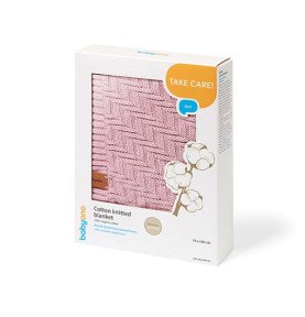 Megztas medvilninis pledas, 75x100, rožinis