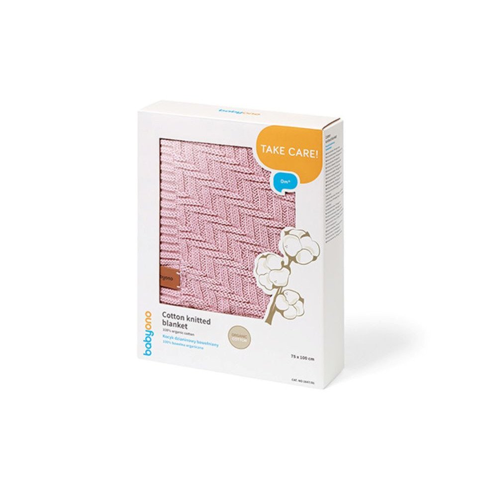 Megztas medvilninis pledas, 75x100, rožinis