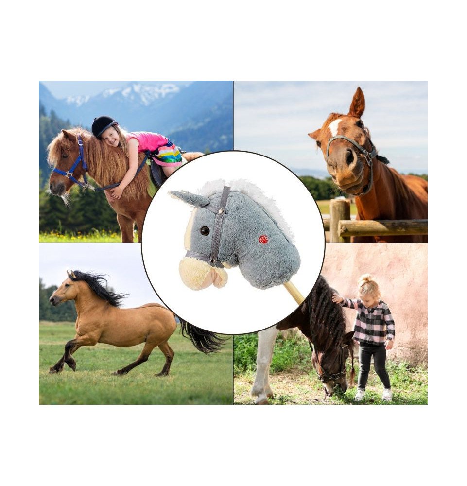 HOBBY žaislinis arkliukas ant koto, pilkas