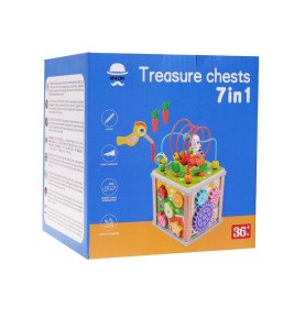 Medinis edukacinis veiklų kubas su labirintu