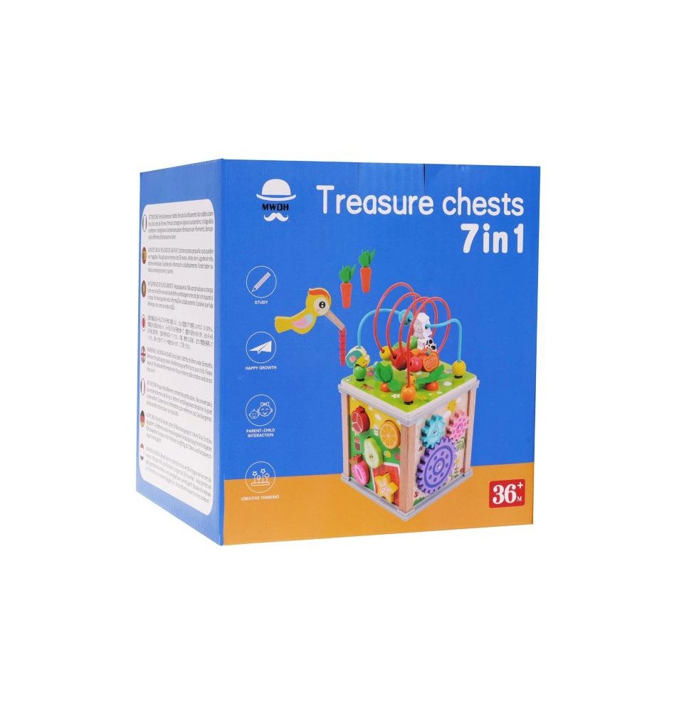 Medinis edukacinis veiklų kubas su labirintu