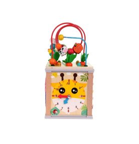 Medinis edukacinis veiklų kubas su labirintu