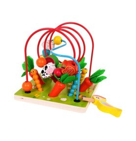 Medinis edukacinis veiklų kubas su labirintu