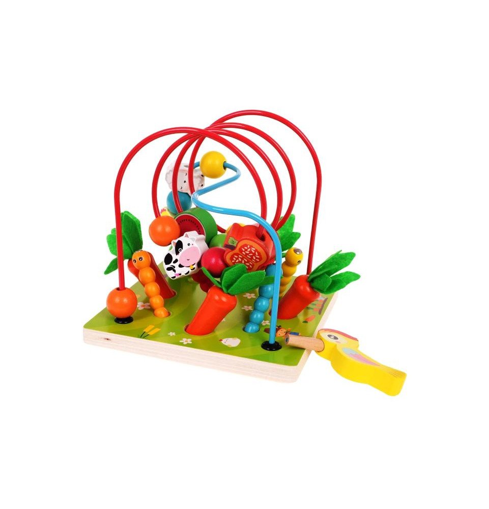 Medinis edukacinis veiklų kubas su labirintu