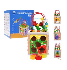 Medinis edukacinis veiklų kubas su labirintu