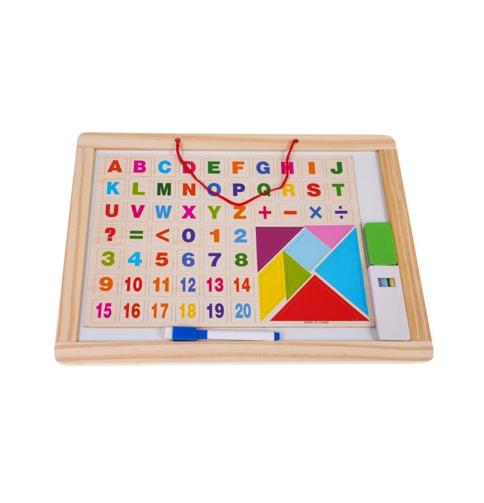 Dvipusė medinė edukacinė lenta su priedais