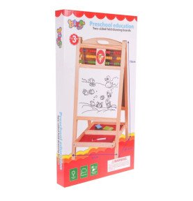 Medinė dvipusė edukacinė lenta su skaitliuku ir laikrodžiu