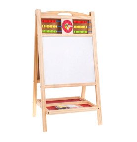 Medinė dvipusė edukacinė lenta su skaitliuku ir laikrodžiu