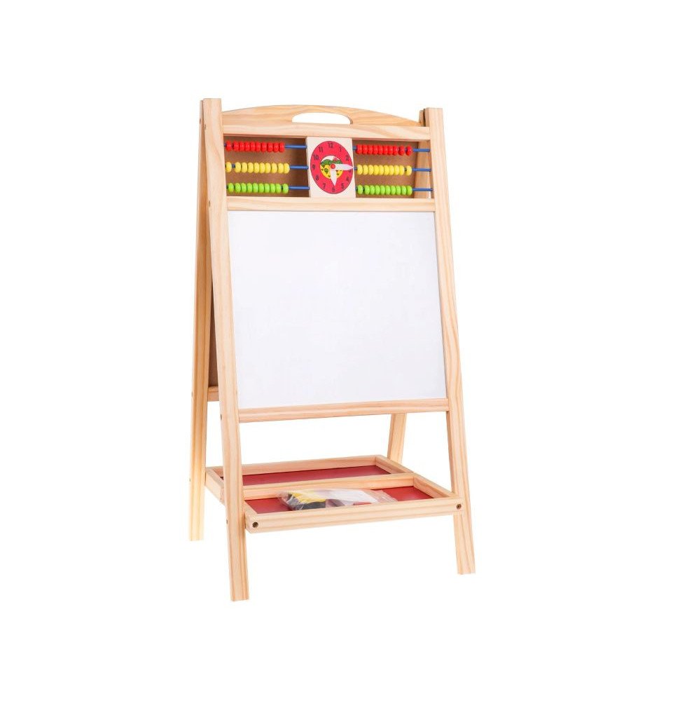 Medinė dvipusė edukacinė lenta su skaitliuku ir laikrodžiu