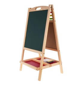 Medinė dvipusė edukacinė lenta su skaitliuku ir laikrodžiu