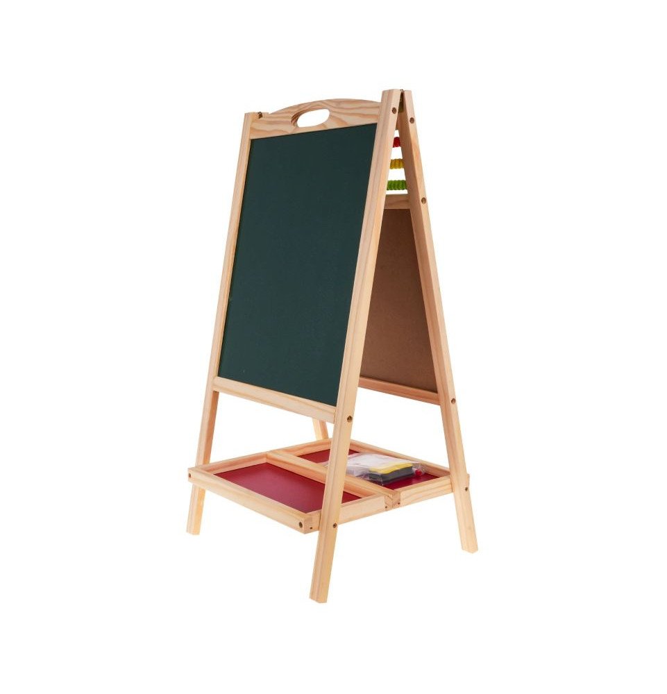 Medinė dvipusė edukacinė lenta su skaitliuku ir laikrodžiu