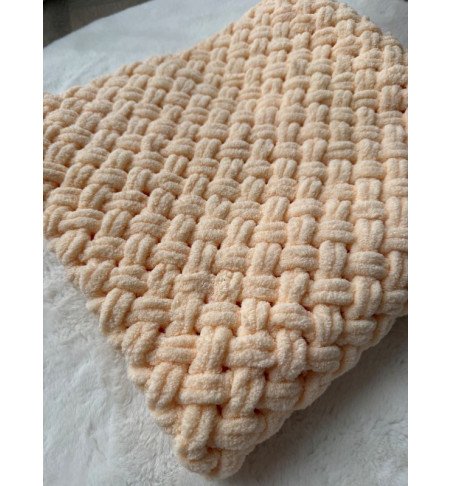 Rankomis megztas pledas, 80x110, kreminis