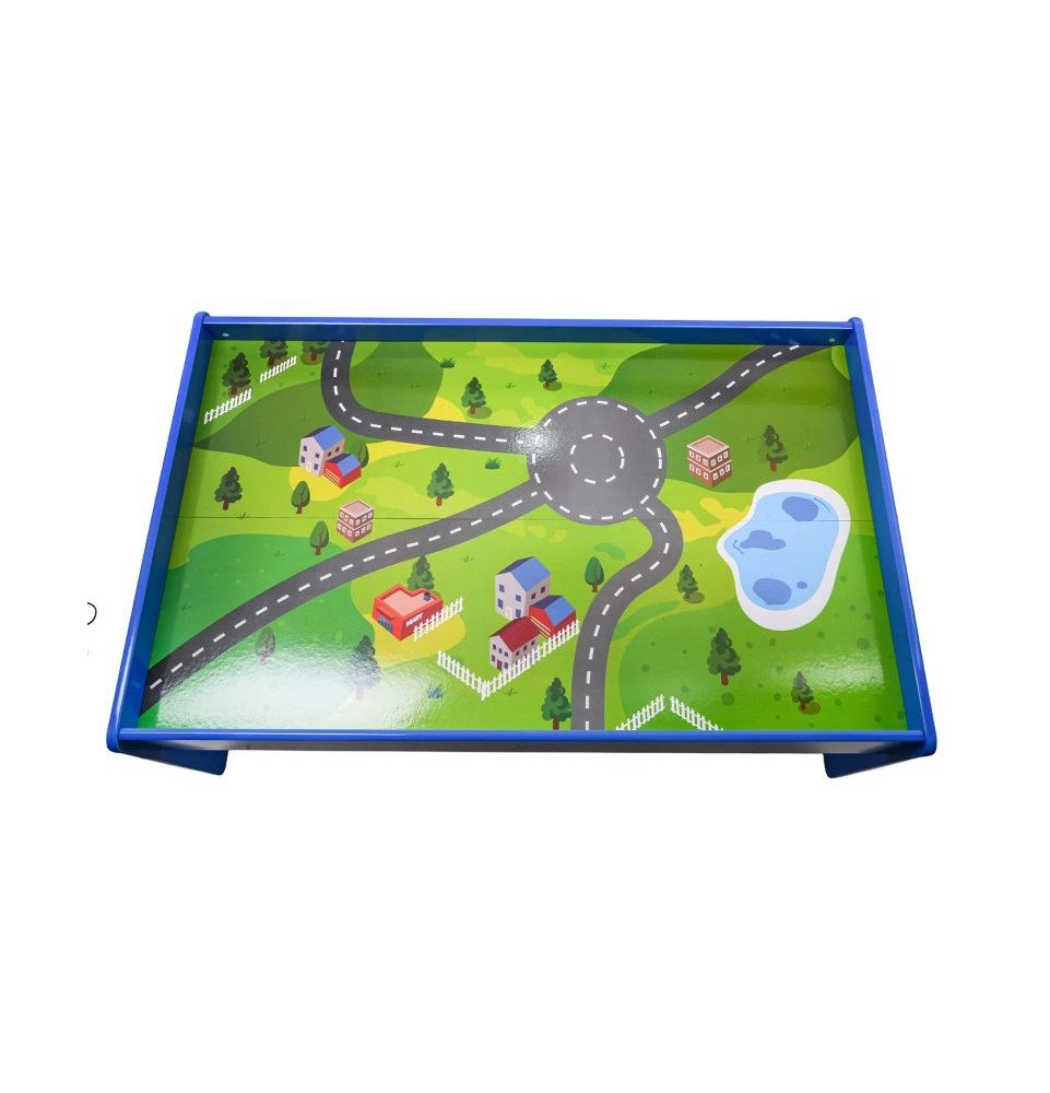 Medinis žaidimų stalas su traukinuku ir priedais