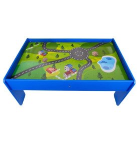 Medinis žaidimų stalas su traukinuku ir priedais