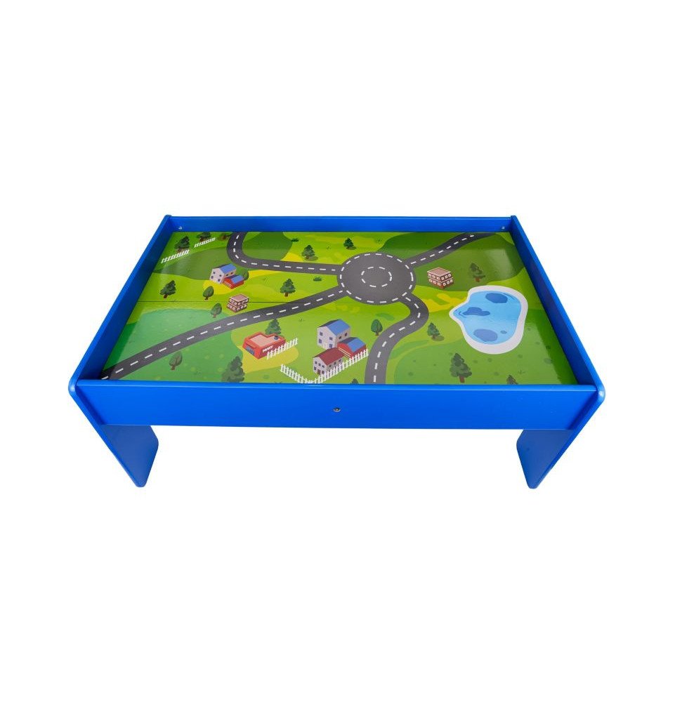 Medinis žaidimų stalas su traukinuku ir priedais