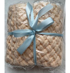 Rankomis megztas pledas, 80x110, mėtinis + batukai dovanų