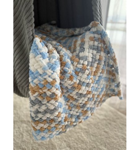 Rankomis megztas pledas, 80x110, margas + batukai dovanų