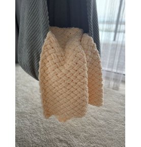 Rankomis megztas pledas, 80x110, kreminis