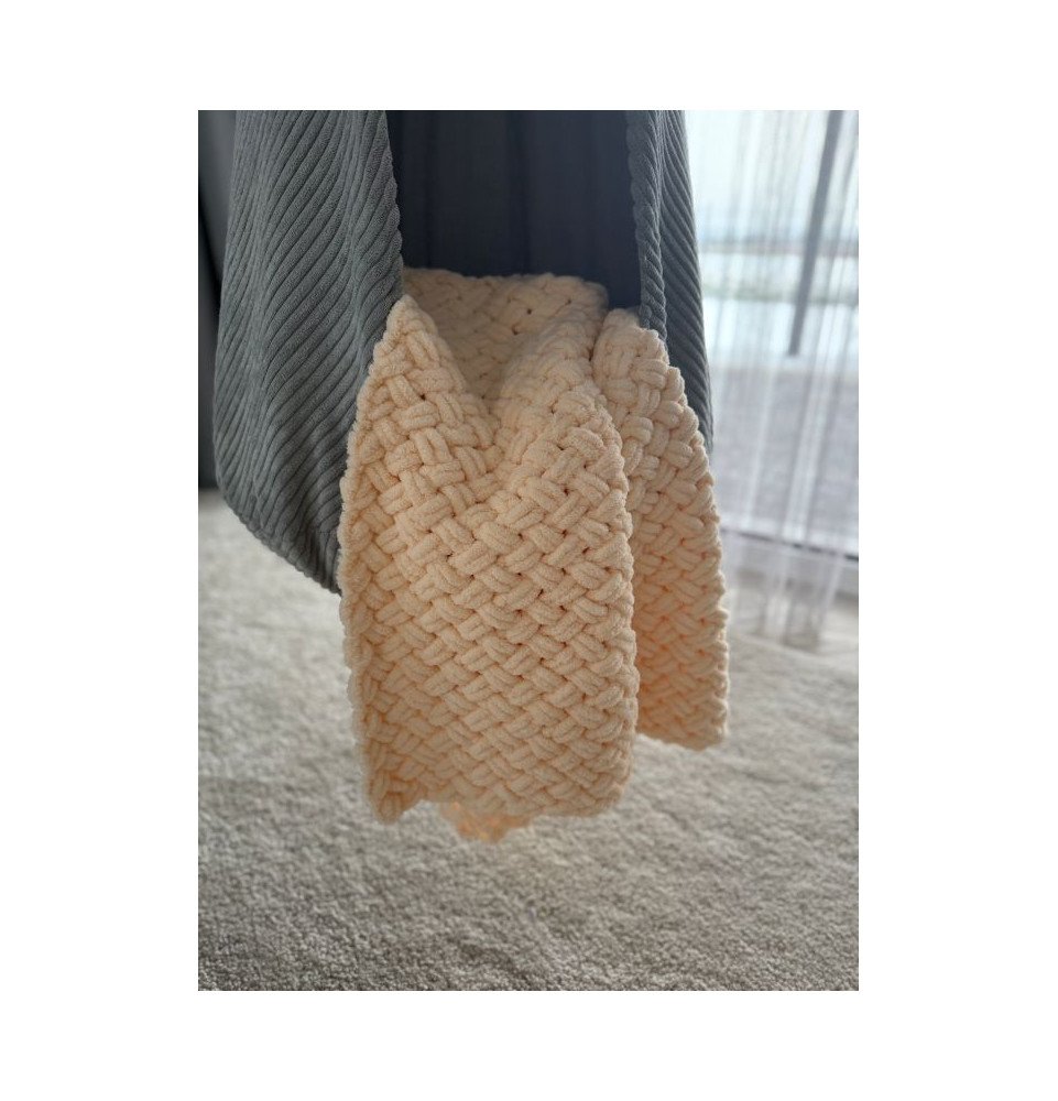 Rankomis megztas pledas, 80x110, kreminis