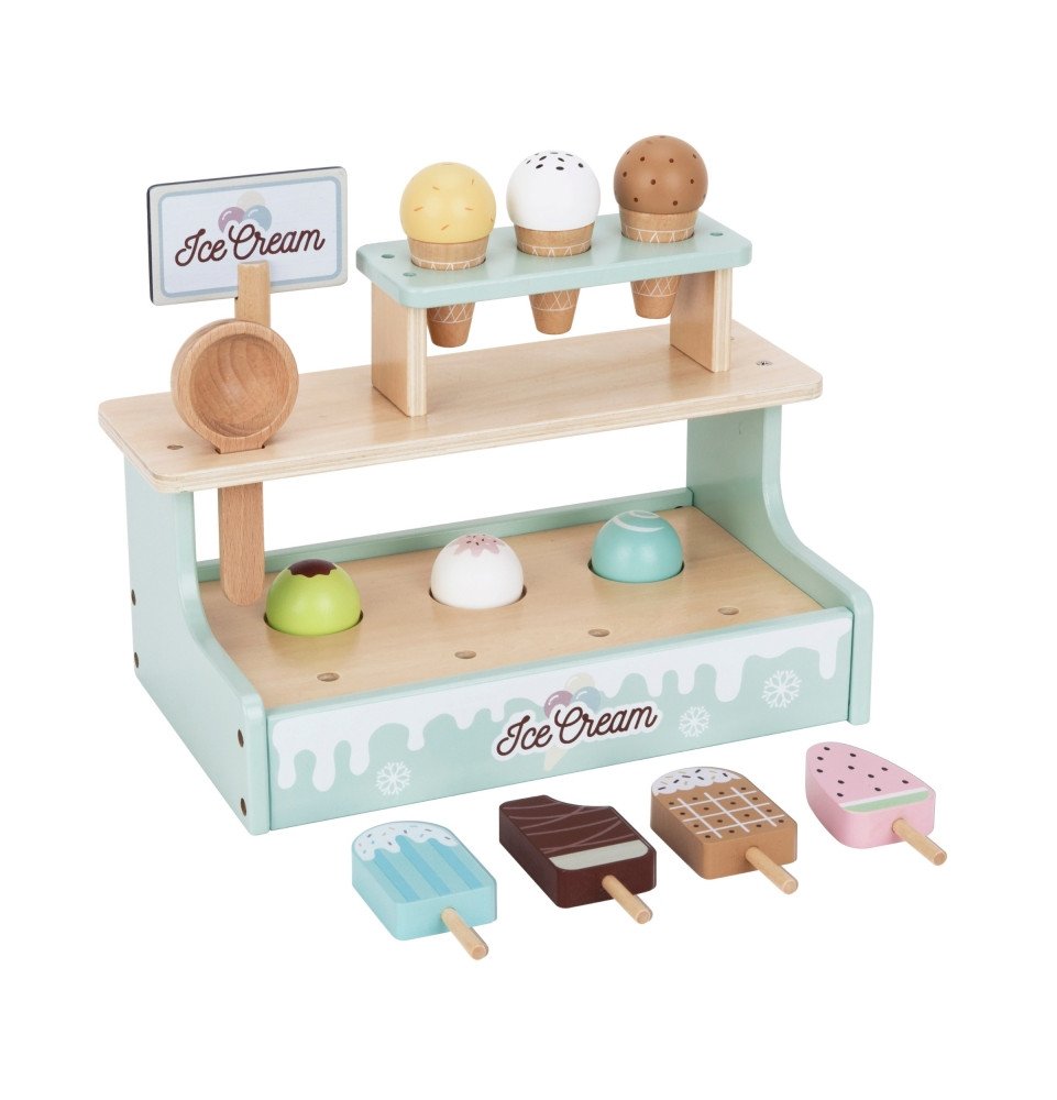 Medinis ledų kioskas su priedais