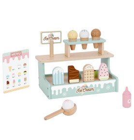 Medinis ledų kioskas su priedais