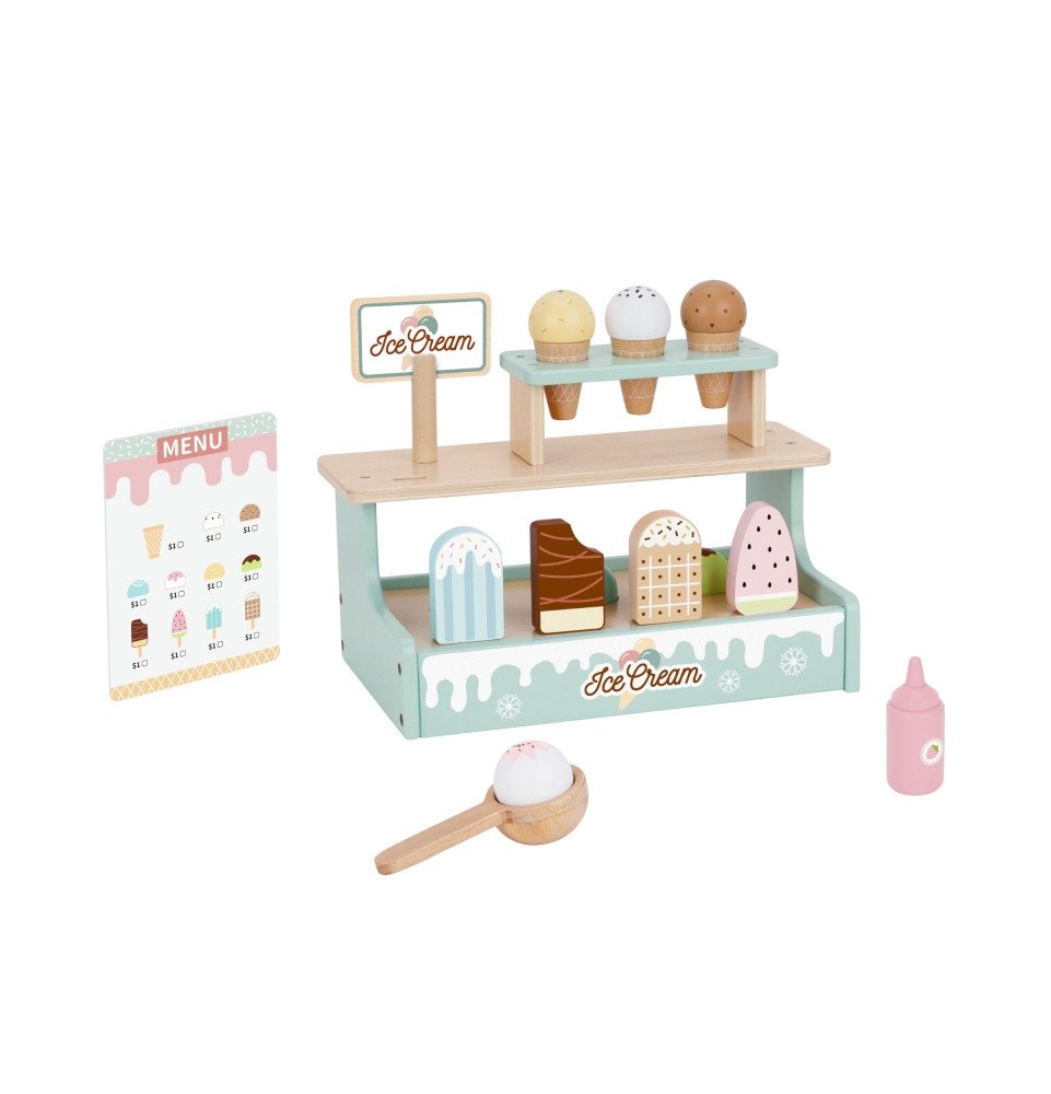 Medinis ledų kioskas su priedais