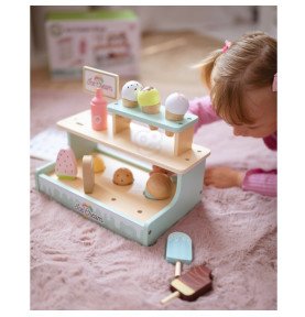 Medinis ledų kioskas su priedais