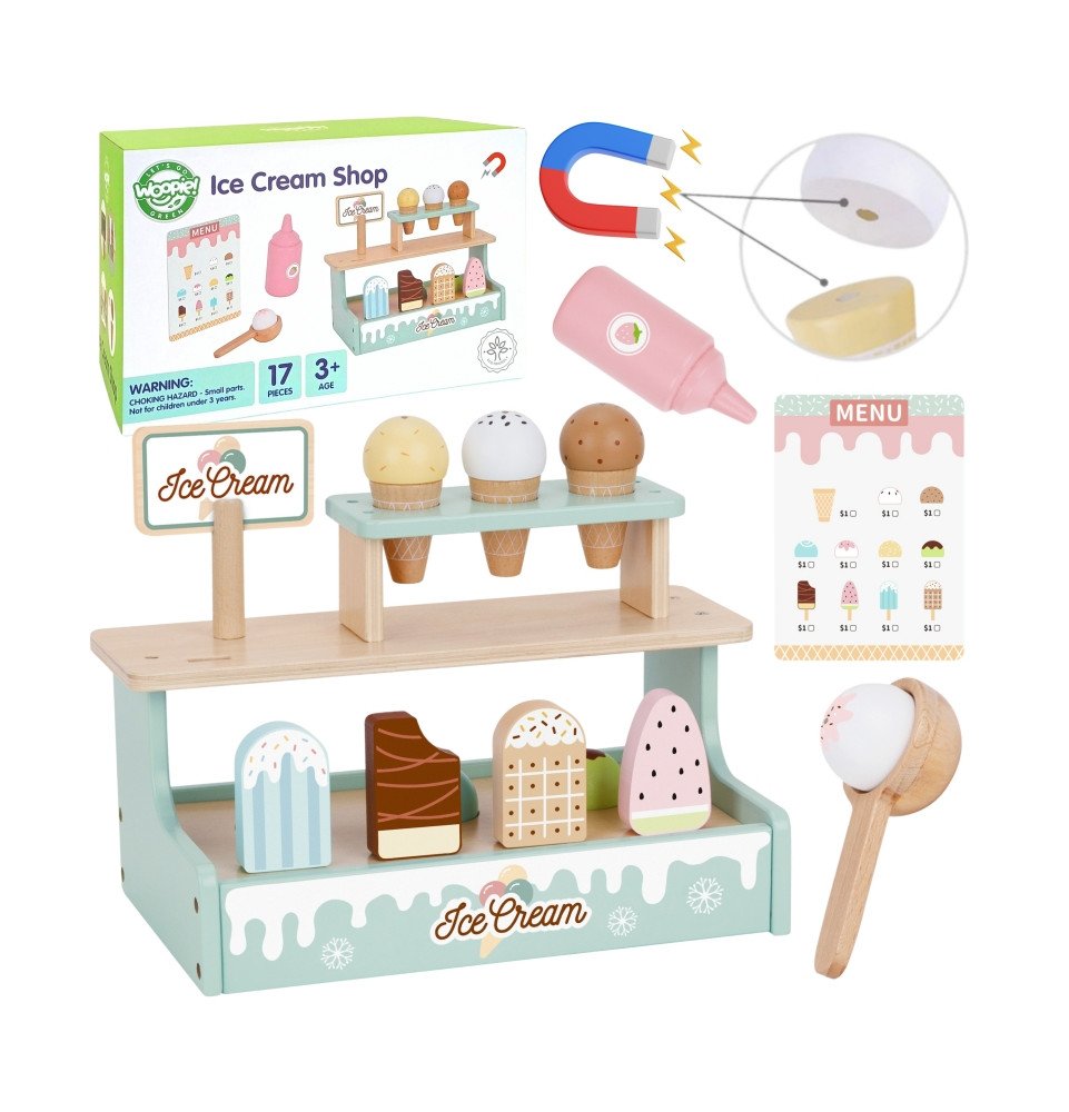 Medinis ledų kioskas su priedais