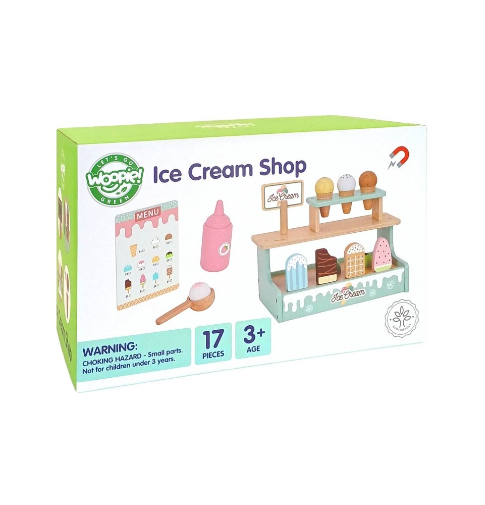 Medinis ledų kioskas su priedais