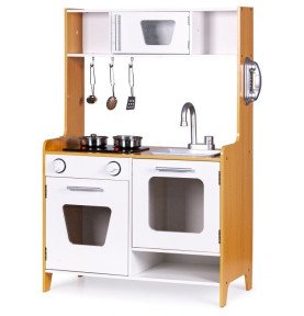 Virtuvėlė su šviesos ir garso efektais, balta / medžio