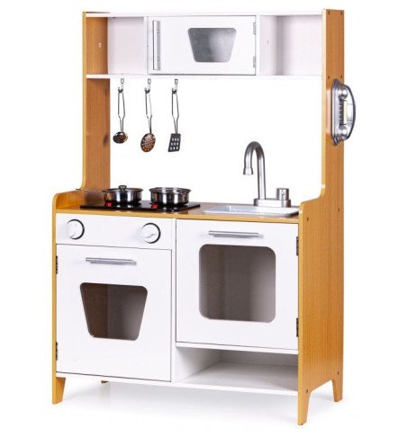 Virtuvėlė su šviesos ir garso efektais, balta / medžio