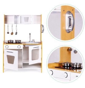 Virtuvėlė su šviesos ir garso efektais, balta / medžio