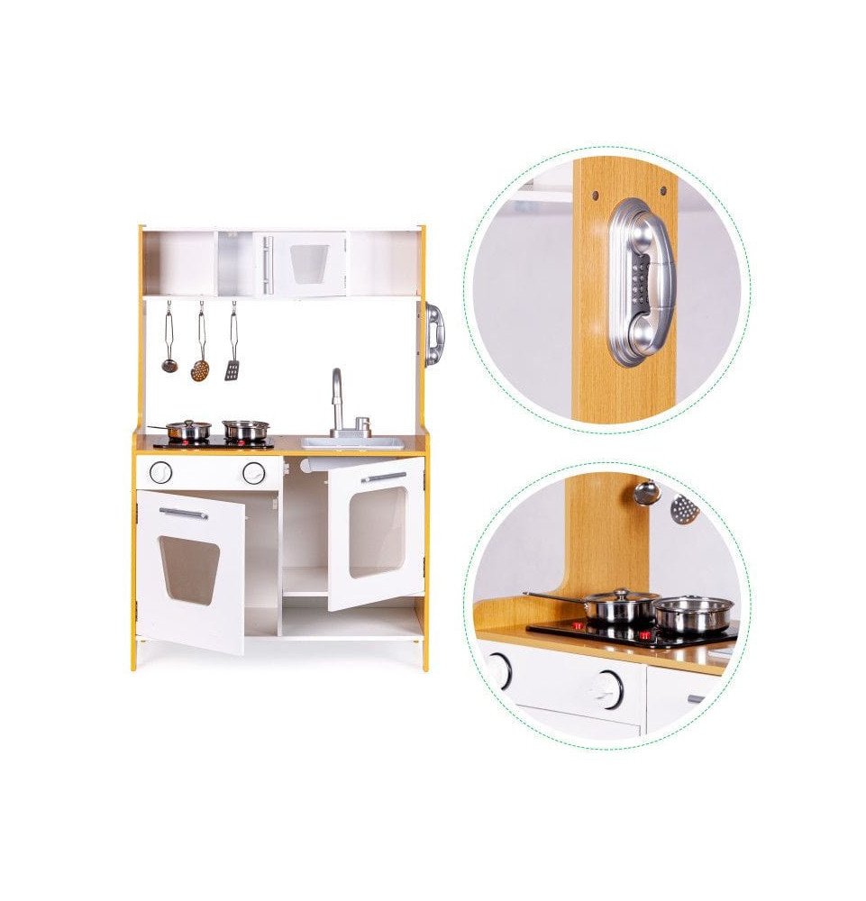 Virtuvėlė su šviesos ir garso efektais, balta / medžio