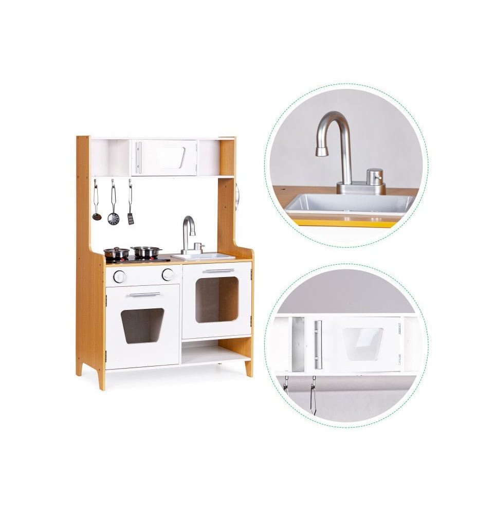 Virtuvėlė su šviesos ir garso efektais, balta / medžio