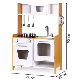 Virtuvėlė su šviesos ir garso efektais, balta / medžio