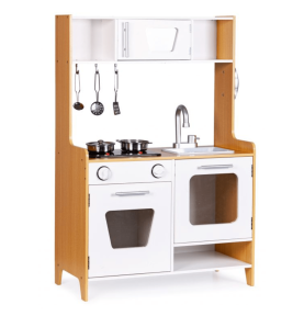 Virtuvėlė su šviesos ir garso efektais, balta / medžio