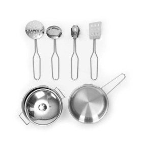 Medinė virtuvė su šviesos ir garso efektais, balta / auksinė