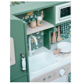 Medinė „Vintage“ stiliaus virtuvėlė, žalia