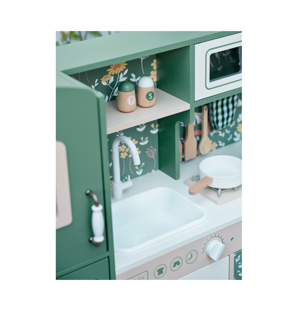 Medinė „Vintage“ stiliaus virtuvėlė, žalia