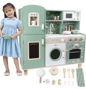 Medinė „Vintage“ stiliaus virtuvėlė, žalia