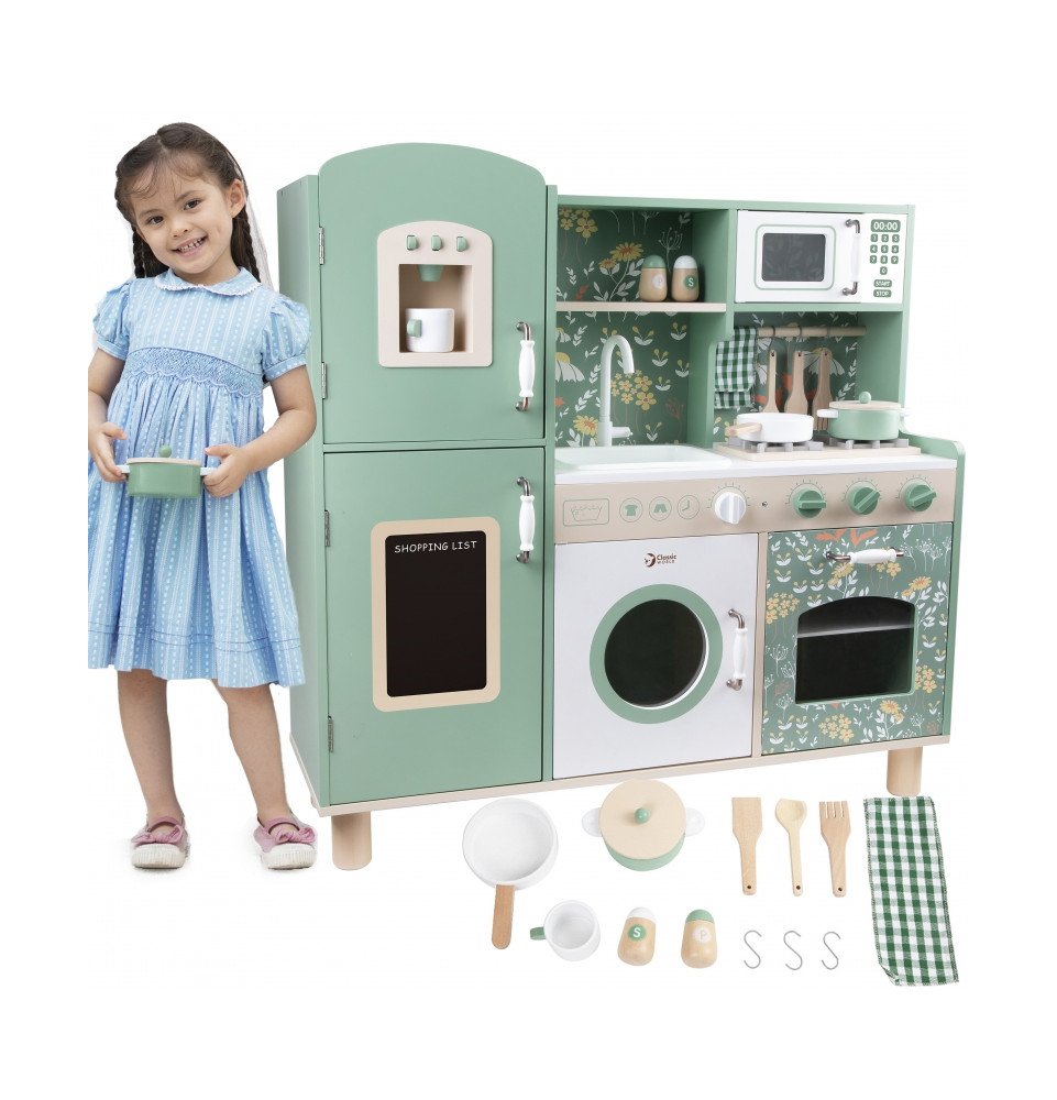 Medinė „Vintage“ stiliaus virtuvėlė, žalia