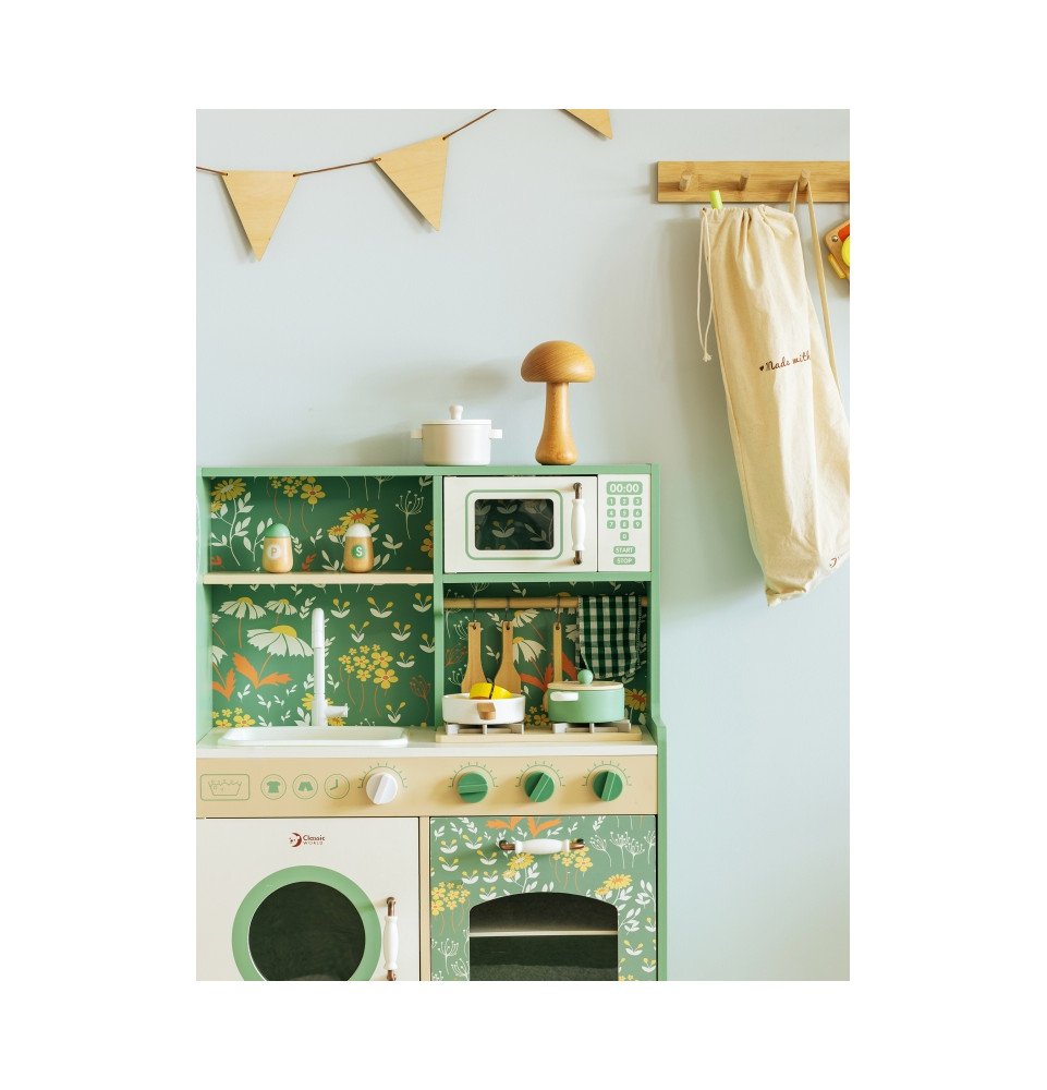 Medinė „Vintage“ stiliaus virtuvėlė, žalia