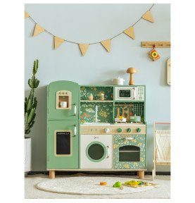 Medinė „Vintage“ stiliaus virtuvėlė, žalia