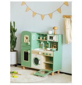 Medinė „Vintage“ stiliaus virtuvėlė, žalia