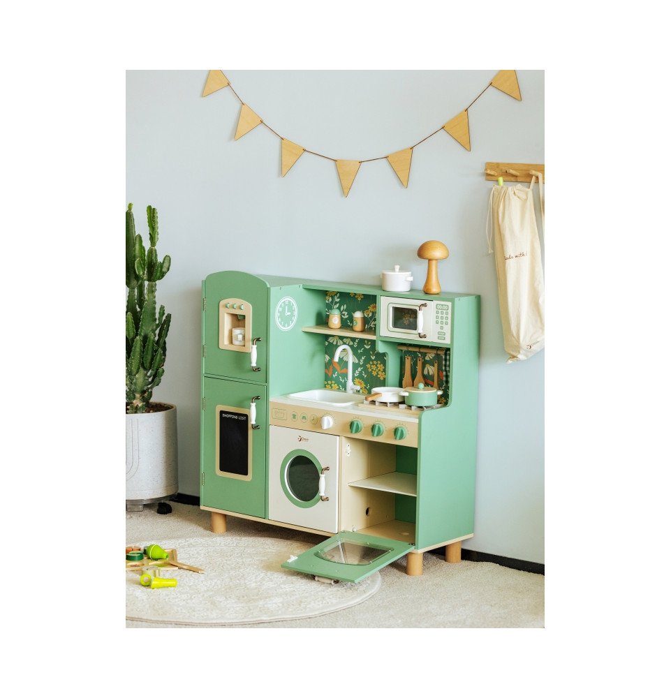 Medinė „Vintage“ stiliaus virtuvėlė, žalia