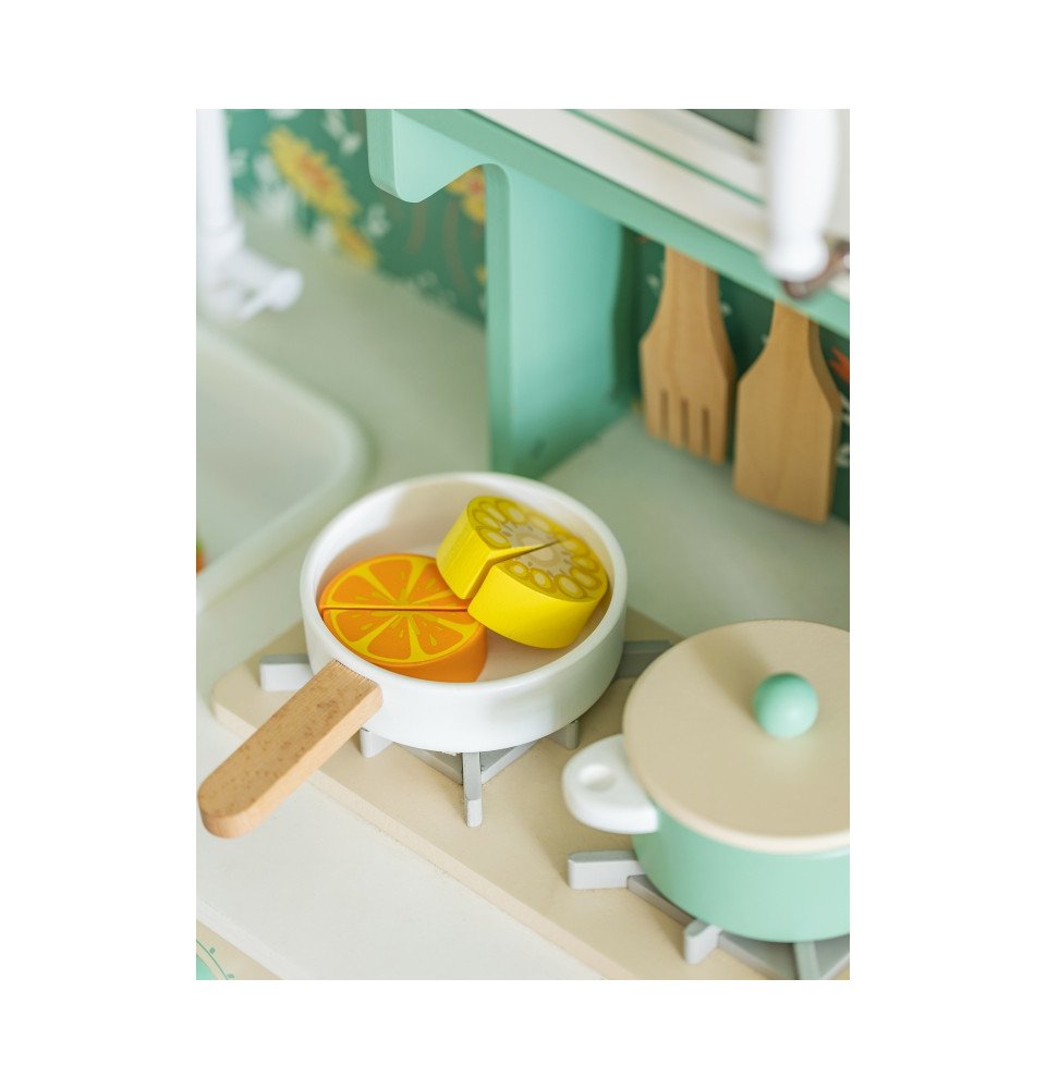 Medinė „Vintage“ stiliaus virtuvėlė, žalia