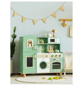 Medinė „Vintage“ stiliaus virtuvėlė, žalia